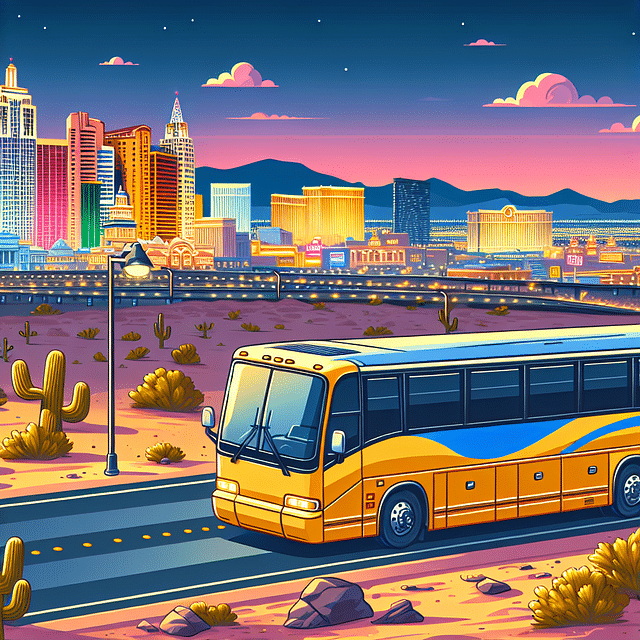 tour bus departing Las Vegas for the desert