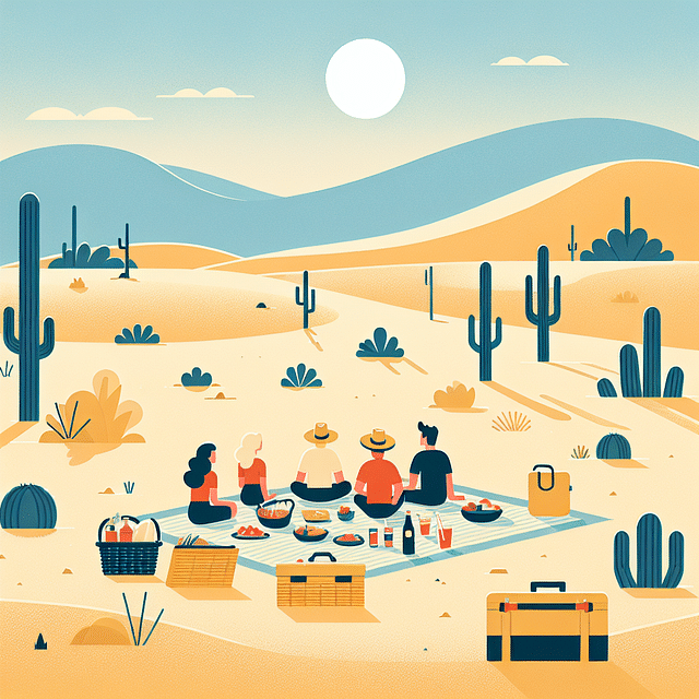picnic in a scenic desert location